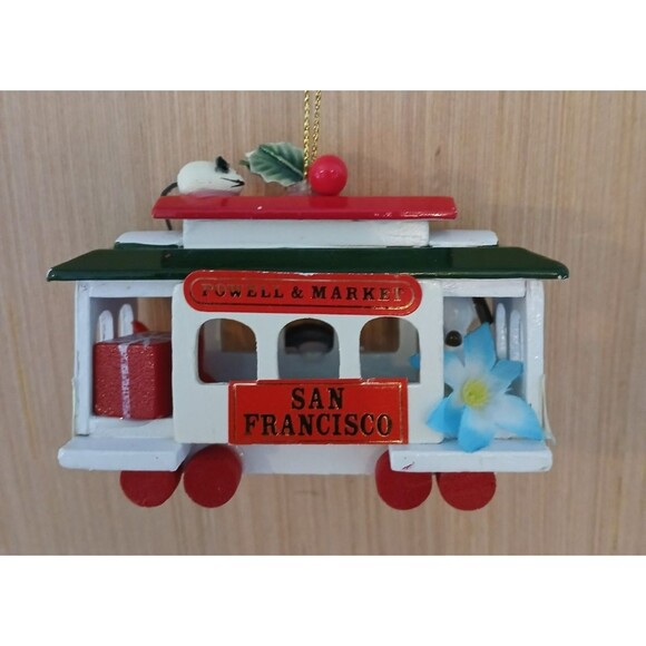 Dog on Choo Choo Train Christmas Ornament Wooden Holiday Tree Decoration - Picture 3 of 10